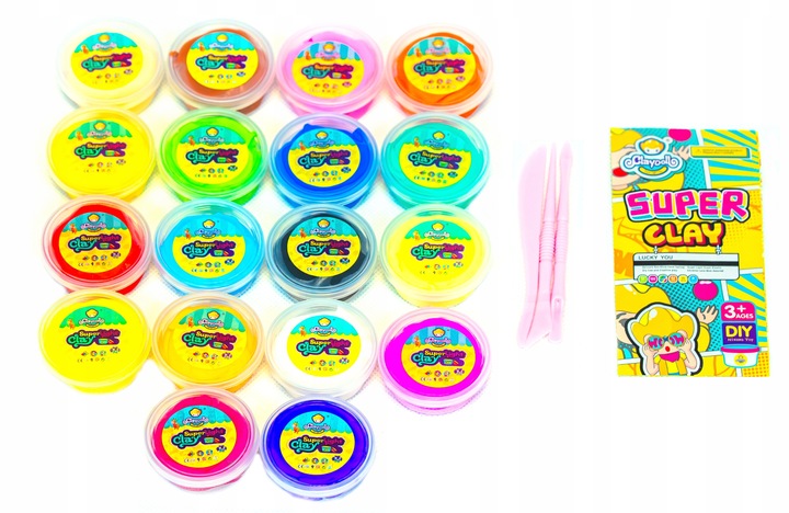 MAGICZNA PLASTELINA MASA PLASTYCZNA PIANKOLINA 18 sztuk +Nożyk