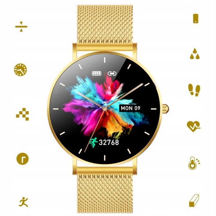 Smartwatch Zegarek Damski Złoty Manta Alexa LUX GOLD 2 Paski menu PL