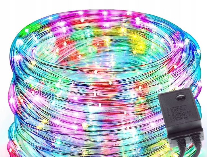 WĄŻ ŚWIETLNY 10 METRÓW LED + PROGRAMATOR 8 FUNKCJI 10M MULTIKOLOR