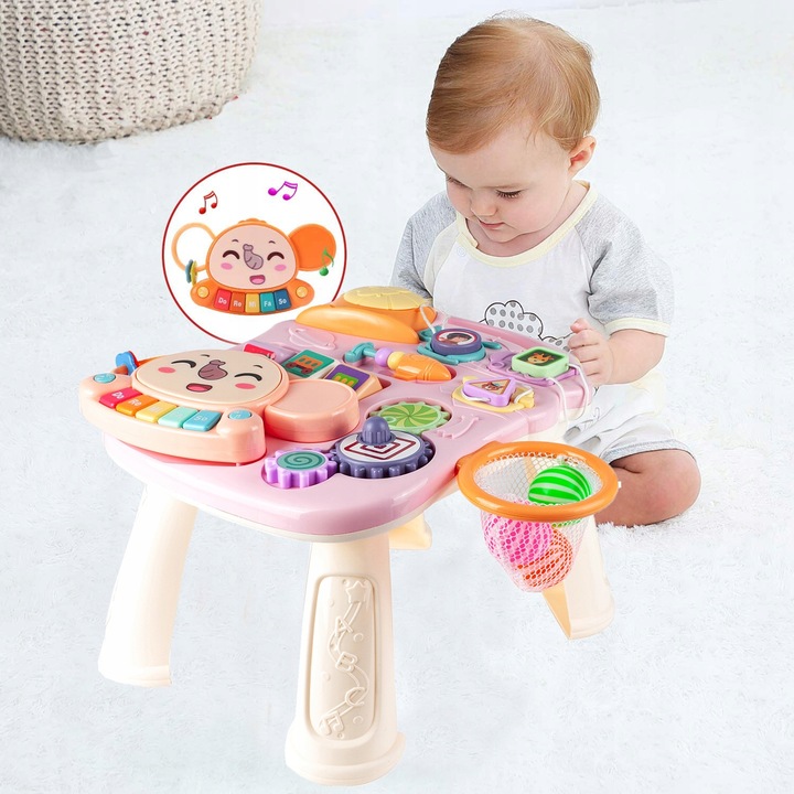 CHODZIK PCHACZ 5W1 KOSZYKÓWKA PANEL STOLIK EDUKACYJNY INTERAKTYWNY DZIECKA