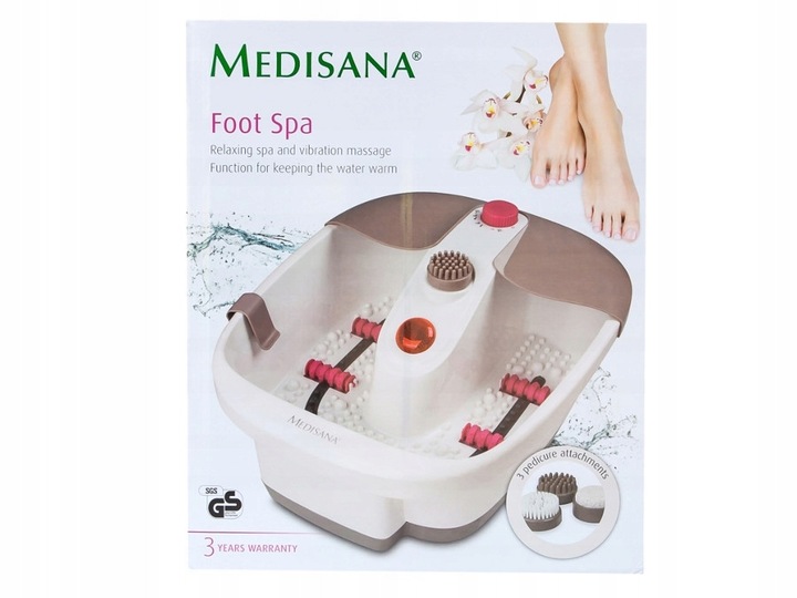 Masażer masaż stóp wodny hydromasażer do nóg podczerwień 4 rolki 3 nasadki