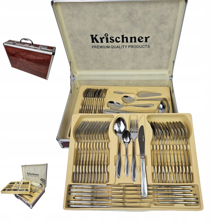 KOMPLET SZTUCÓW 12 OSÓB WALIZKA ZESTAW 72EL PREMIUM POŁYSK