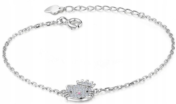 SREBRNA BRANSOLETKA 925 DLA DZIEWCZYNKI KOTEK UROCZY DESIGN