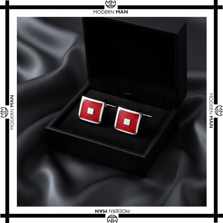 SPINKI DO MANKIETÓW MĘSKIE CZERWONE IDEALNY PREZENT DLA NIEGO