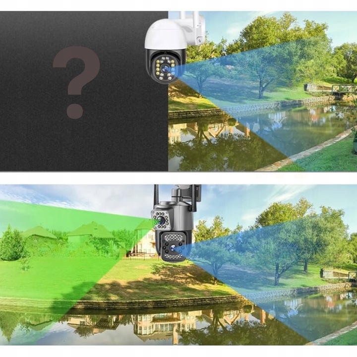 PODWÓJNA KAMERA WIFI IP ZEWNĘTRZNA OBROTOWA 2K ŚLEDZENIE 4MPX DOŚWIETLENIE