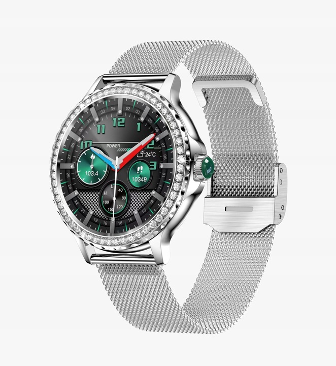 SMARTWATCH DAMSKI ZEGAREK Z FUNKCJĄ ROZMOWY NX1 SILVER MENU PL