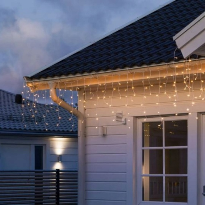 Lampki Sople Białe Choinkowe Świąteczne Zewnętrzne Ciepłe Blask 300 Led