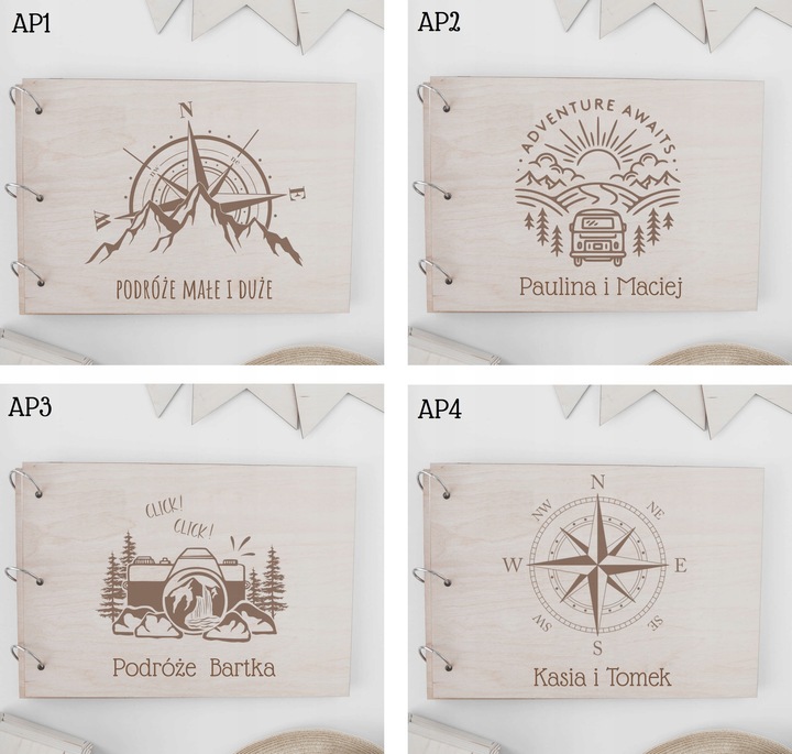 DREWNIANY ALBUM NA ZDJĘCIA PERSONALIZOWANY GRAWER