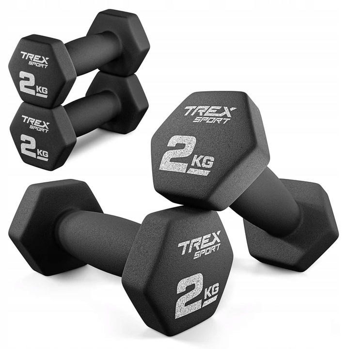 Zestaw 2x2kg hantle żeliwne hantelki ciężarki neoprenowe fitness Trex Sport