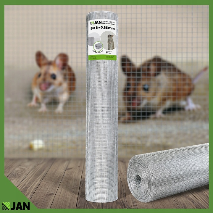 Siatka przeciw Gryzoniom Hodowlana Na Woliery Zgrzewana ocyn 8x8x0,65 25m2