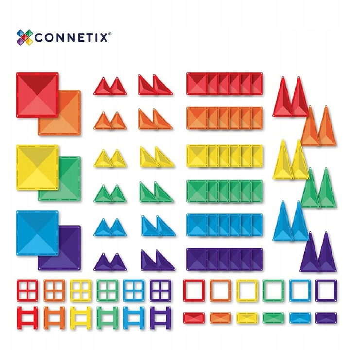 Klocki Magnetyczne konstrukcyjne duże 102 el CONNETIX Rainbow Creative Pack