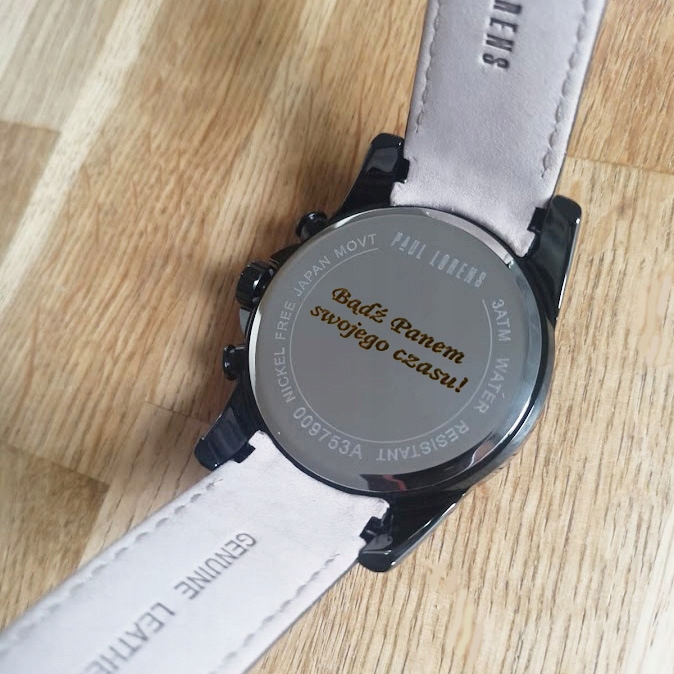 Zegarek męski Paul Lorens MAKALU skórzany pasek brązowy datownik - 2 PASKI