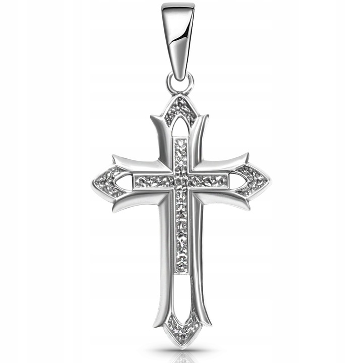 Krzyżyk srebrny męski duży zawieszka srebro 925 solidny bez