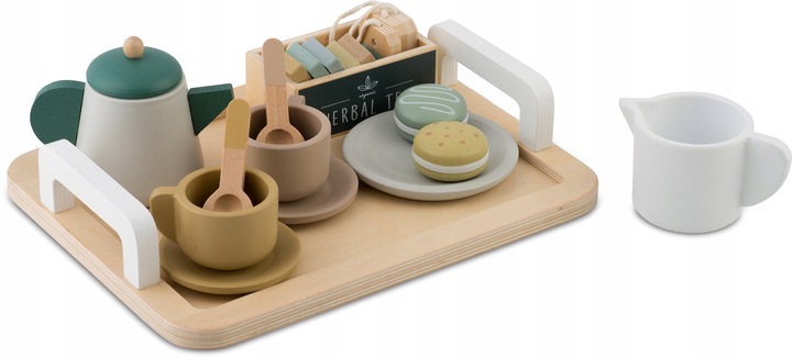 Drewniany serwis kawowy dla dzieci zestaw do kawy i herbaty zabawki Nukido