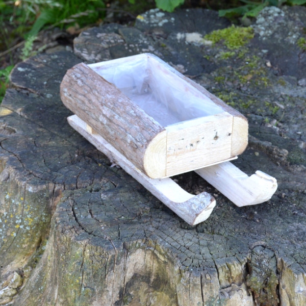 Doniczka donica sanki drewniane kory sanie duże