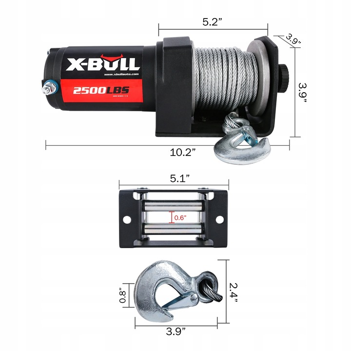 WYCIĄGARKA ELEKTRYCZNA DO QUADA X-BULL 2500 WCIĄGARKA 12V PŁUG 1,1 TON ATV