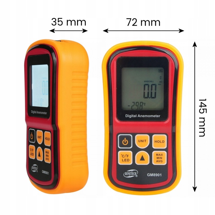 ANEMOMETR WIATROMIERZ POMIAR PRĘDKOŚCI POWIETRZA MIERNIK WIATRU TEMPERATURY