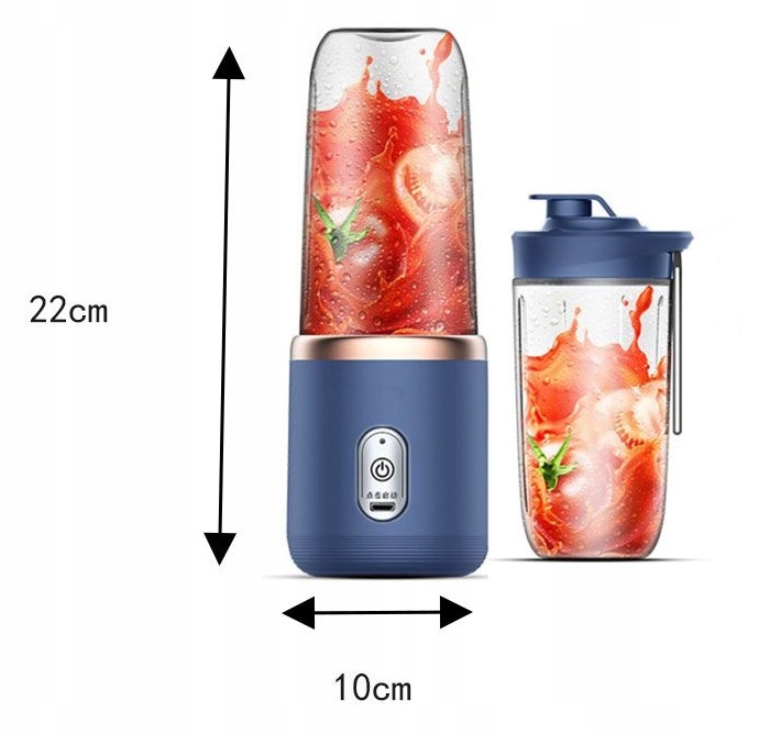 BLENDER KIELICHOWY PRZENOŚNY BEZPRZEWODOWY KEMPING 400ML 2 KUBKI