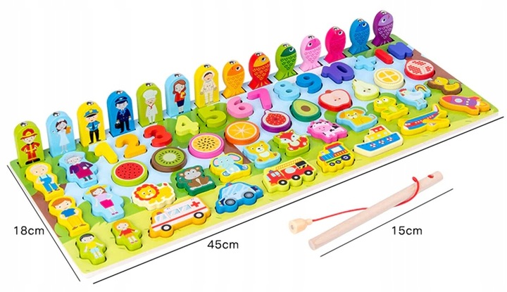 DREWNIANA LOGARYTMICZNA TABLICA MONTESSORI 7w1