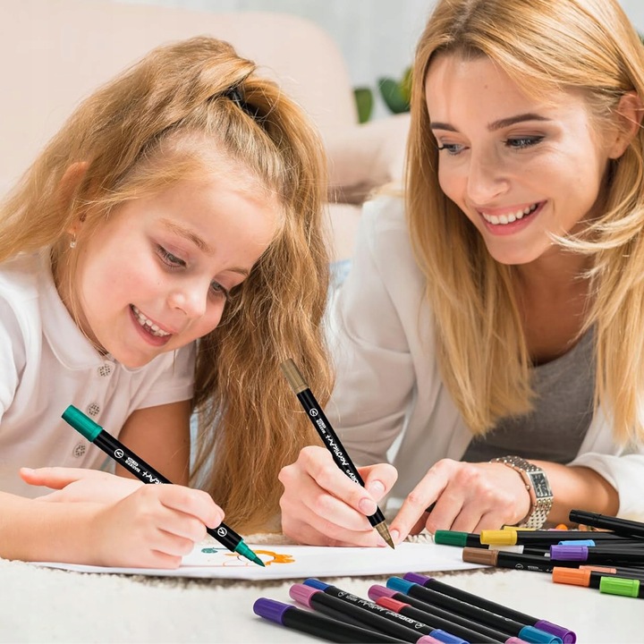 Markery akrylowe 24 kolory Wodoodporne markery z podwójną końcówką Prezenty