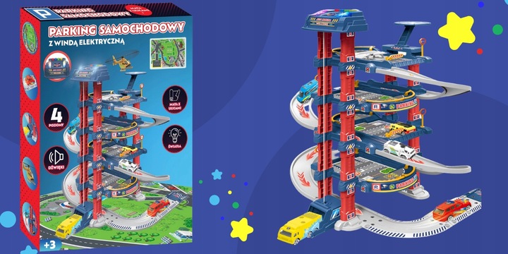 PARKING GARAŻ TOR SAMOCHODOWY Z WINDĄ DUŻY ZESTAW DLA DZIECI + AUTA