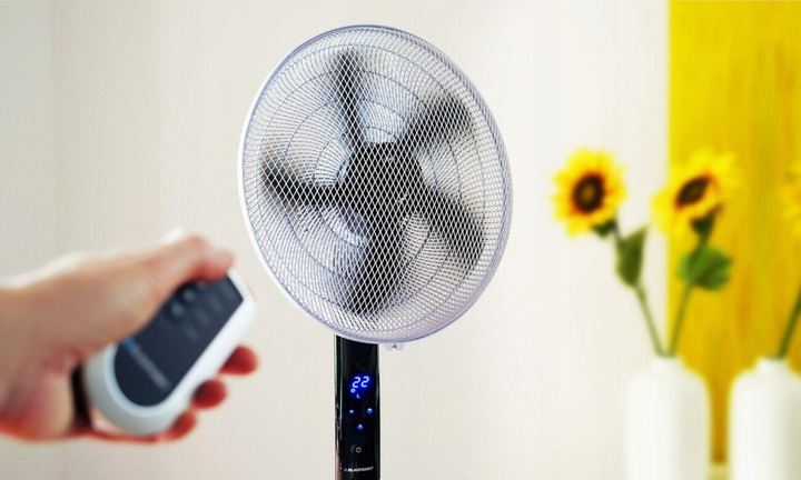 CICHY MOCNY WENTYLATOR WIATRAK PODŁOGOWY BLAUPUNKT ASF701 40dB 55W PILOT