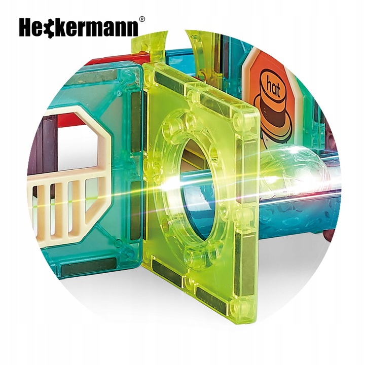 KLOCKI MAGNETYCZNE EDUKACYJNE DUŻE PŁYTKI TOR KULKOWY ZESTAW 76 ELEMENTÓW