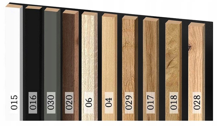 Lamele ścienne na PŁYCIE 55 x 275 cm 3D dąb naturalny, wotan różne kolory