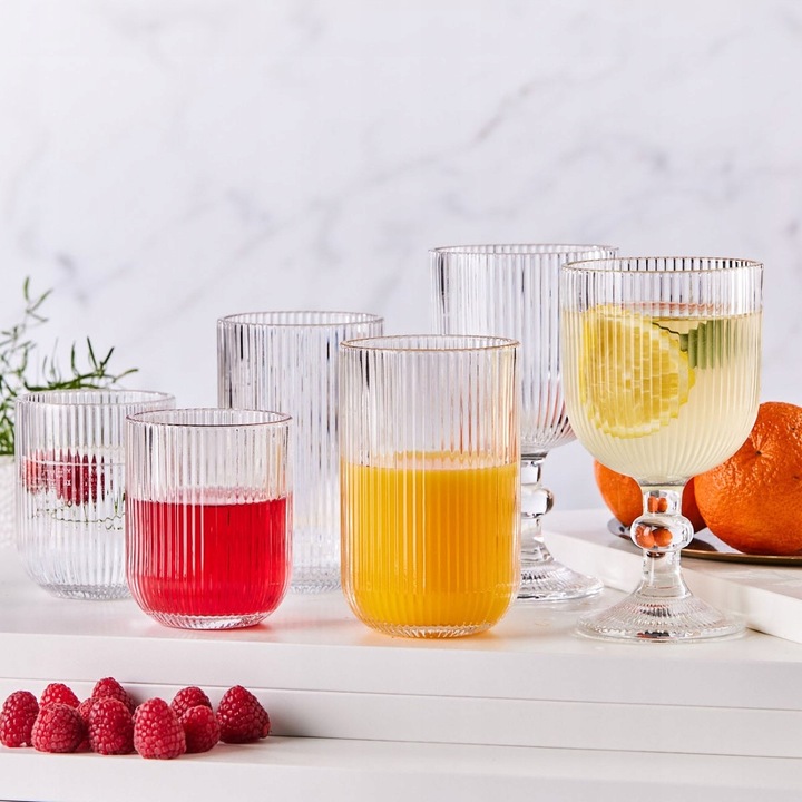 Szklanki do napojów drinków ryflowane Altom Design Selena 430 ml Zestaw 6