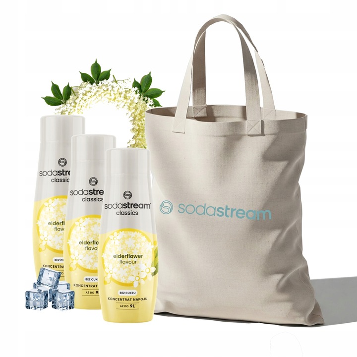 Zestaw Syrop do wody SodaStream Elderflower Bez cukru 3x440ml +Torba GRATIS
