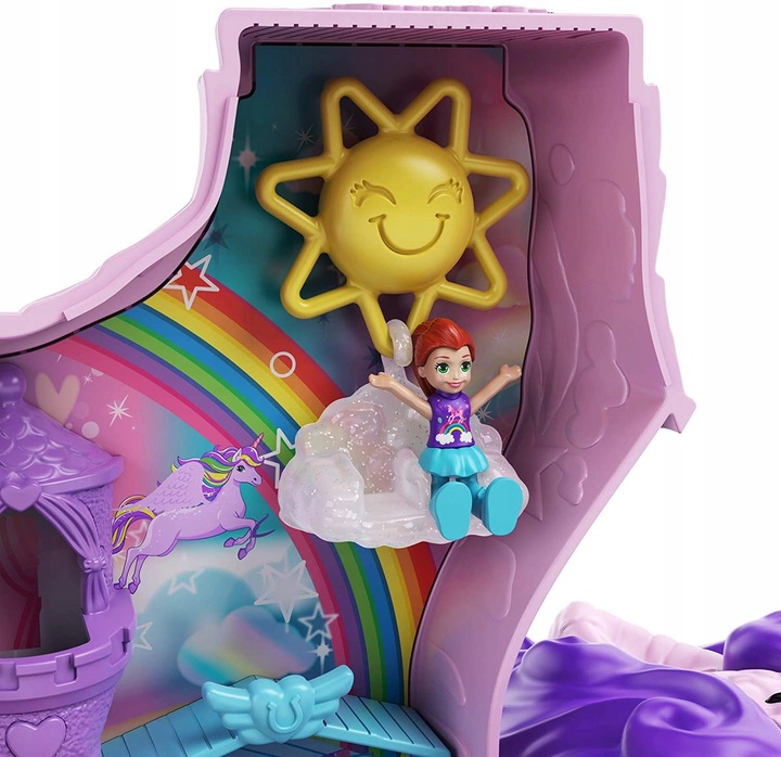POLLY POCKET JEDNOROŻEC WALIZKA PINIATA UNICORN PARTY ZESTAW FIGURKI GVL88