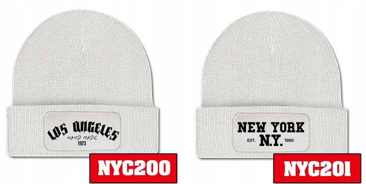 CZAPKA ZIMOWA KLASYCZNA BIAŁA NYC New York Wzory