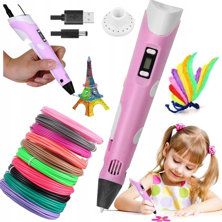 ZESTAW DŁUGOPIS 3D DRUKARKA 110 METRÓW WKŁADU + ZESZYT + FORMA GRATIS