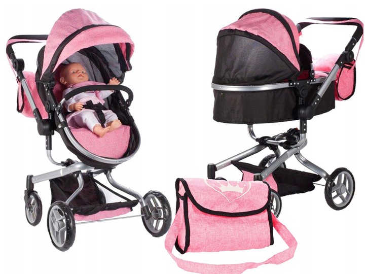 WÓZEK 2W1 GŁĘBOKI SPACERÓWKA DLA LALEK GONDOLA Składany + TORBA