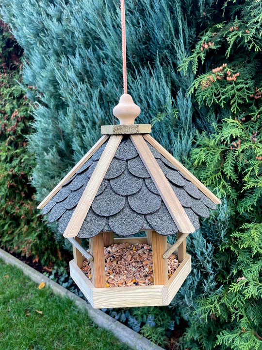 DUŻY KARMNIK DLA DZIKICH PTAKÓW SOLIDNY DOMEK BUDKA NA KARMA ZIARNO XXL