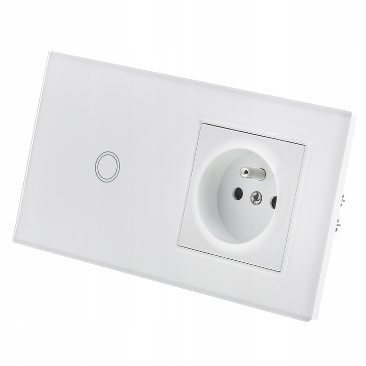 GNIAZDO ELEKTRYCZNE kontakt z bolcem WYŁĄCZNIK LED pojedynczy BIAŁY SZKLANY