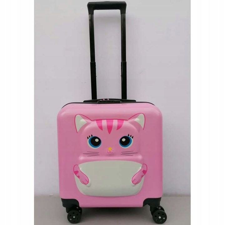 KOT KOTEK WALIZKA 3D DZIECIĘCA BAGAŻ SZYFR DLA DZIECI 4 KÓŁKA