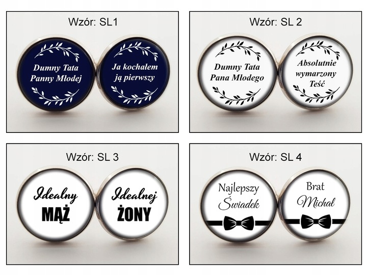 FINIA Spinki do Mankietów do z Datą Ślubu dla Pana Młodego Ślub Data
