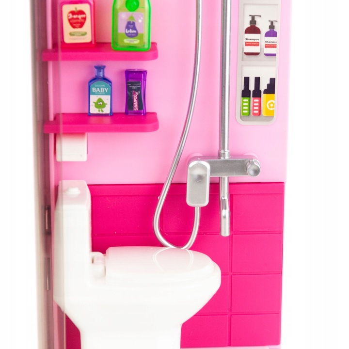 ŁAZIENKA Z AKCESORIAMI PRYSZNIC WC PRALKA ZESTAW ŁAZIENKOWY DLA DZIECI