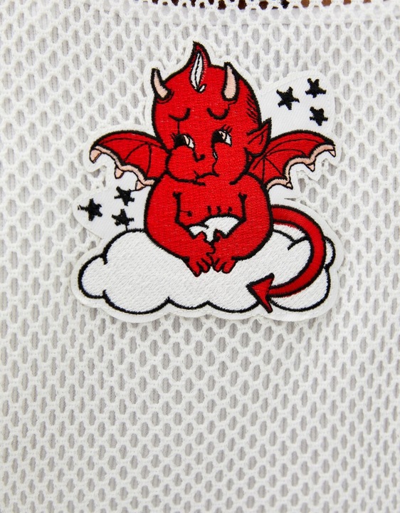 G56H03 KOSZULA BIAŁA NASZYWKI SIATECZKA BERSHKA M