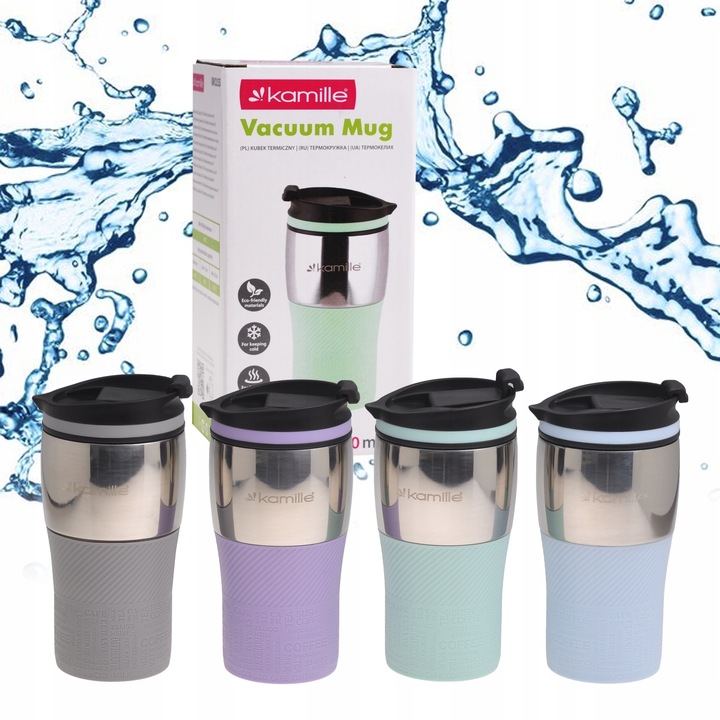 KUBEK TERMICZNY stalowy TERMOS do kawy herbaty szczelny KAMILLE 320ml