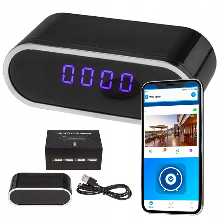 Zegar Z Ukrytą Kamerą / ZEGAREK SZPIEGOWSKI UKRYTA MINI KAMERA TRYB NOCNY