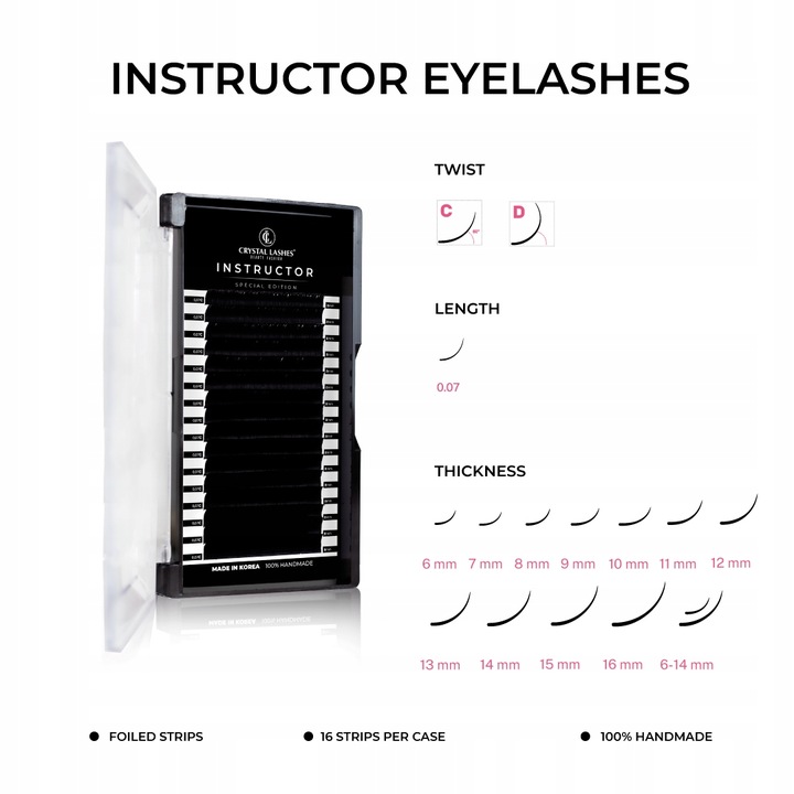 RZĘSY CRYSTAL LASHES INSTRUCTOR PREMIUM 0.07C 7mm