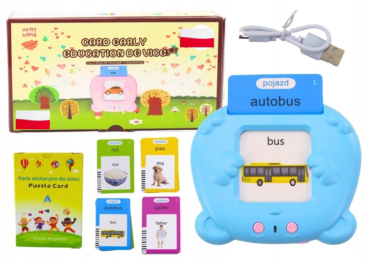 Czytnik Kart Do Nauki słówek POLSKI i ANGIELSKI 448 SŁÓW III TRYBY JĘZYKÓW