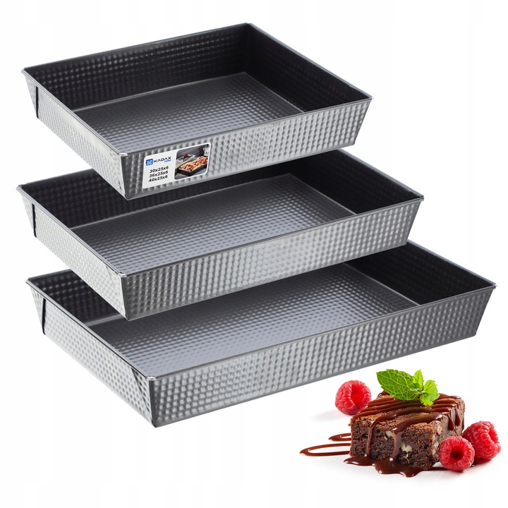BLACHA FORMA DO PIECZENIA CIASTA BLASZKA PROSTOKĄTNA XXL ZESTAW BLACH 3szt