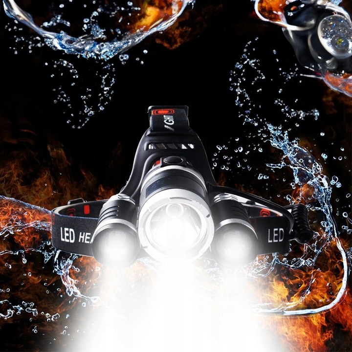 MOCNA LATARKA CZOŁOWA 3x LED CREE XM-L T6 CZOŁÓWKA