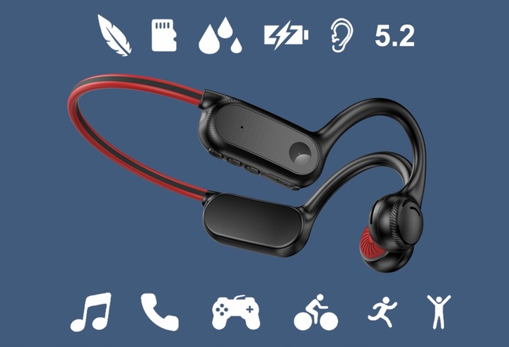 Bezprzewodowe kostne Bluetooth 5.2