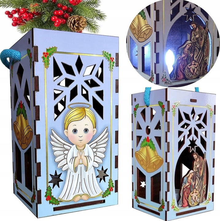 LAMPION ADWENTOWY NA RORATY ŚWIECĄCY LED NA BATERIE DLA DZIECI