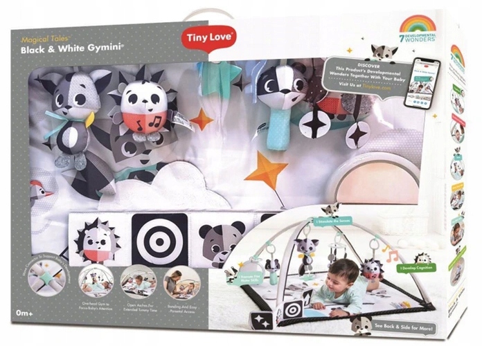 Mata edukacyjna z muzyką pałąk Magiczna Kraina czarno biała dla niemowląt