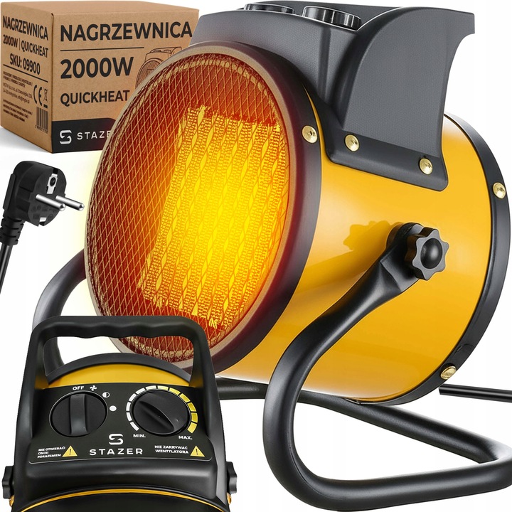 Termowentylator nagrzewnica elektryczna ceramiczna farelka cichy grzejnik